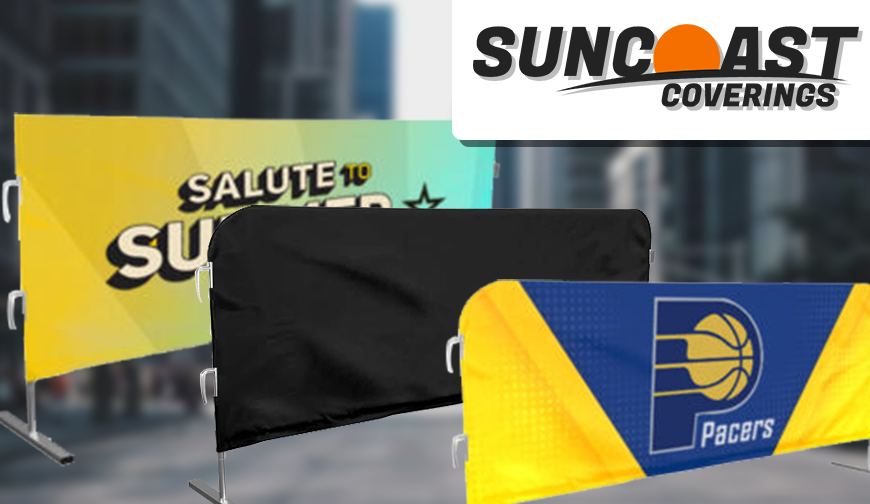 A picture of the three barricade covers in the blog with the sun coast logo