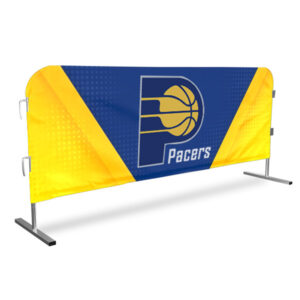 a custom barricade cover with the pacers logo on it