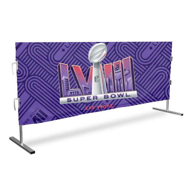 Branding for the super bowl using barricade covers